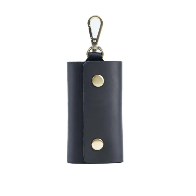 Leather Key Chain Retro Durable Key Case Crazy Horse Cowhide Storage Bag