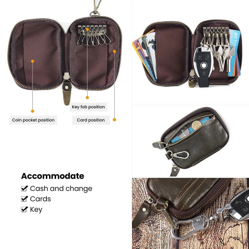 Leather Key Wallet Man Housekeeper Keys Organizer