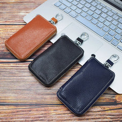 Men's Leather Key Wallet Keychain Holder Zipper Car Key Case