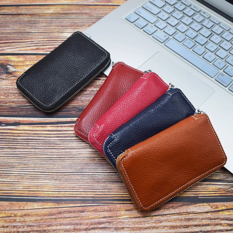 Men's Leather Key Wallet Keychain Holder Zipper Car Key Case