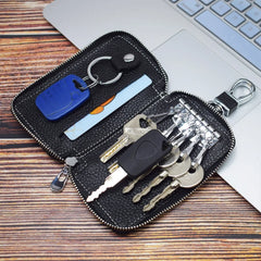 Men's Leather Key Wallet Keychain Holder Zipper Car Key Case
