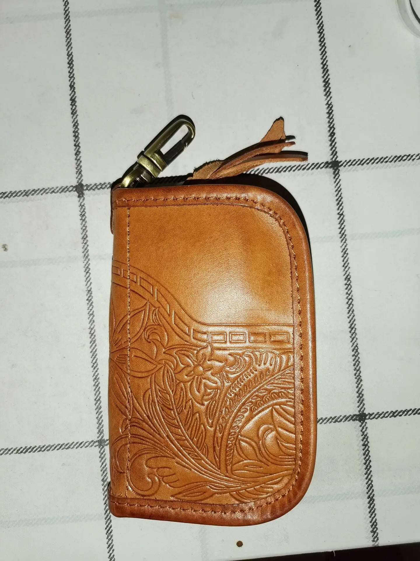 Vintage Zipper Leather Key Wallet Men Women
