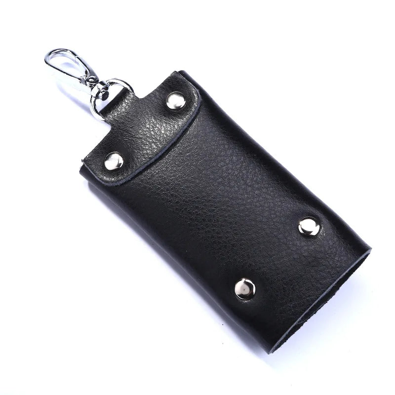 Leather Key Wallets Keychain Case Bag Women Men Key Holder Organizer Cover