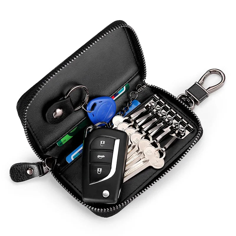 Leather Keychain Holder Keys Organizer Wallet Men Car Key Case