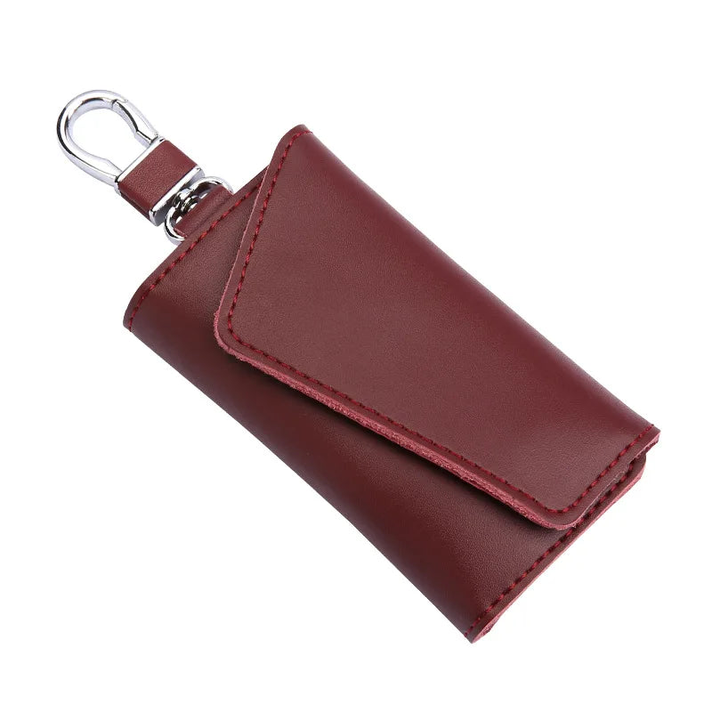 Leather Keychain Men Women Solid Keyrings Package Hasp Keys Organizer
