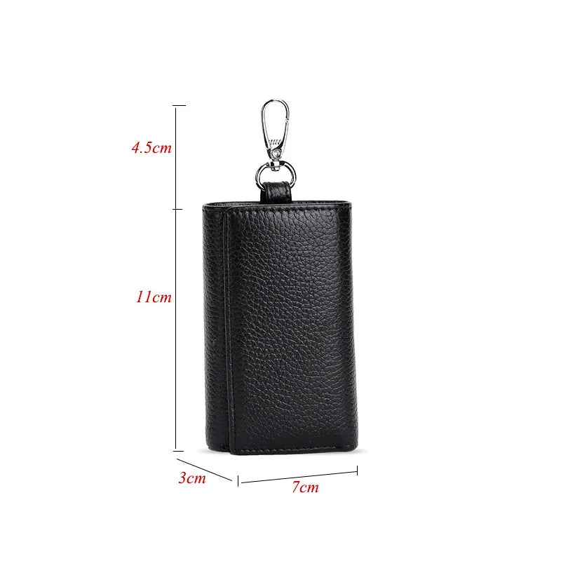 Leather Keychain Wallet Solid Multifunctional Key Case Cow Leather Key Wallet