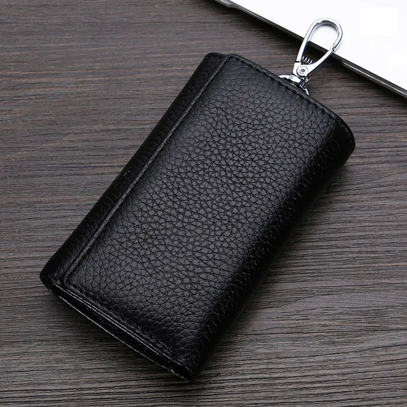 Leather Keychain Wallet Solid Multifunctional Key Case Cow Leather Key Wallet