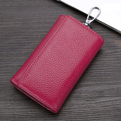 Leather Keychain Wallet Solid Multifunctional Key Case Cow Leather Key Wallet