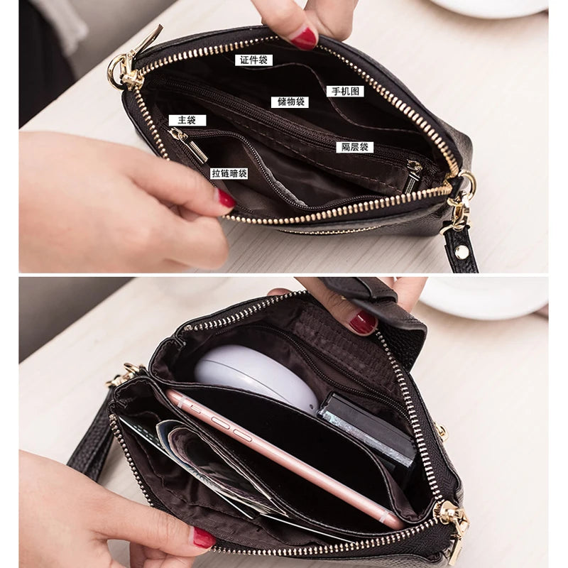 Leather Lady Clutch Bag Shoulder Crossbody Bags For Women Messenger Purse