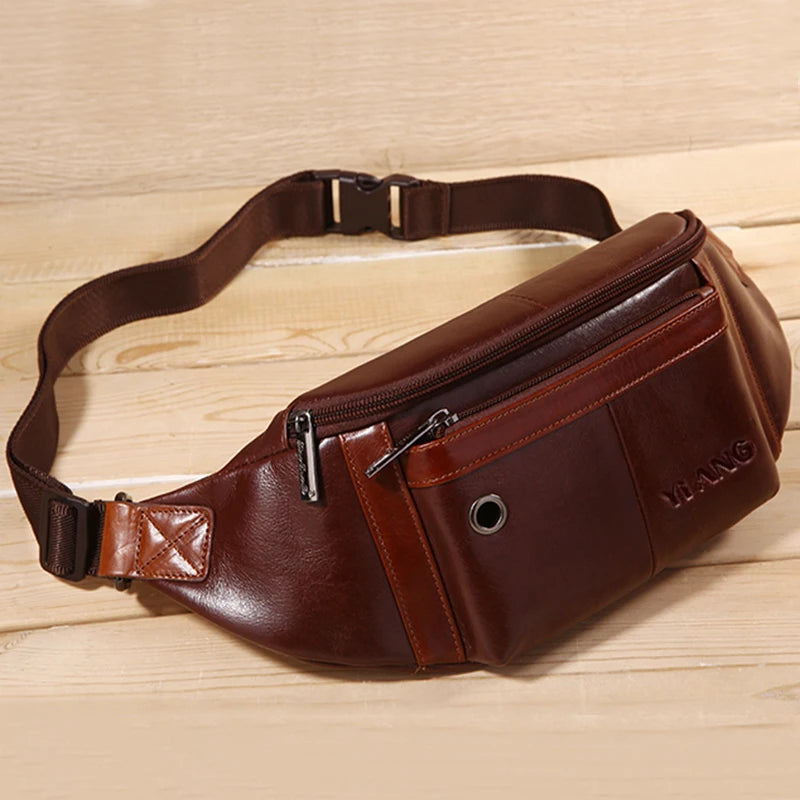 Leather Men Fanny Packs Sport Bum Money Belt Bags