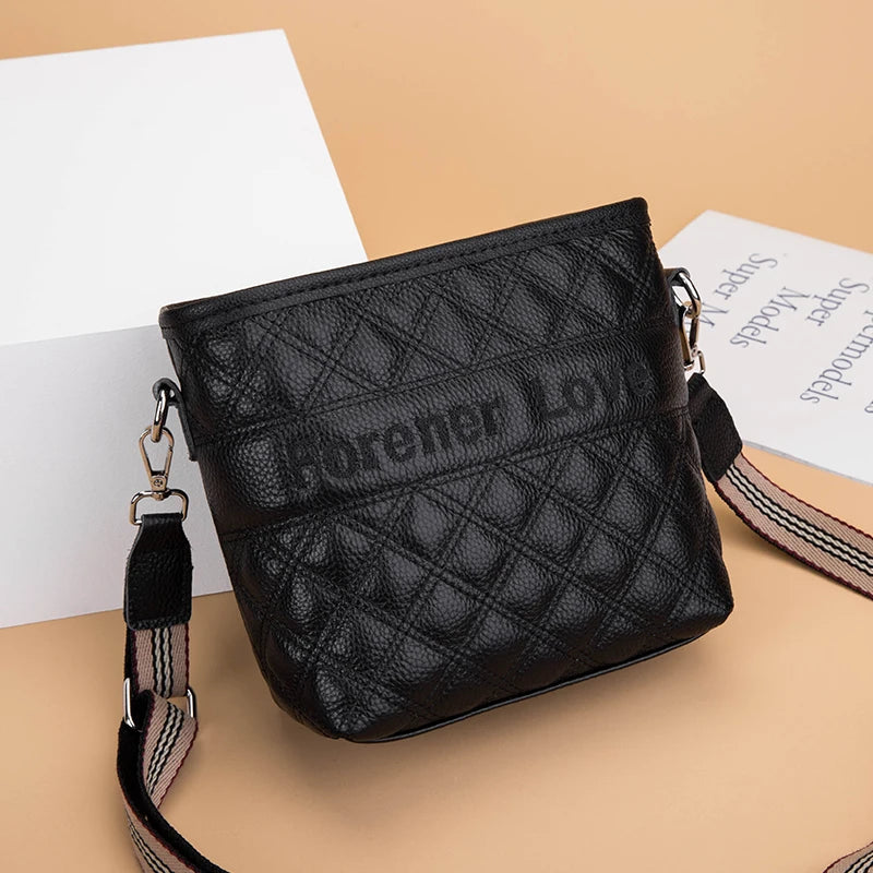 Leather Shoulder Bag Designers Women Handbag Female Bucket Bag Soft Natural Skin