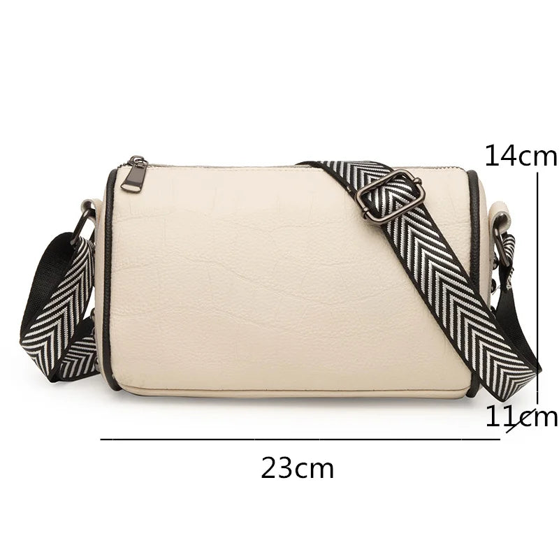 High Stone Pattern Leather Shoulder Bag for Women
