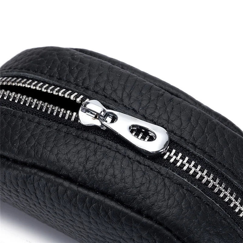 Leather Zipper Key Wallet for Men and Women