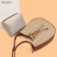 Leather Women Handbag Totes High Shoulder Bag Tassel