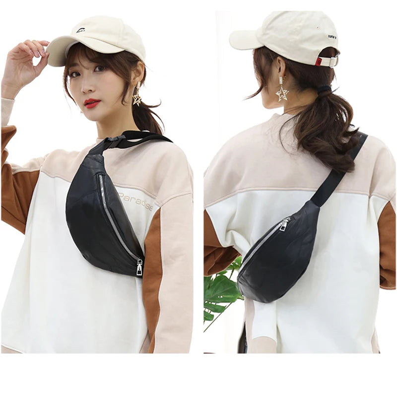 Leather Women Waist Bag Fanny Pack Money Pouch Shoulder Travel Chest bag