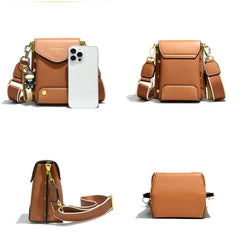 Leather Shoulder Handbag Rivet Cowhide Mini Phone Bag