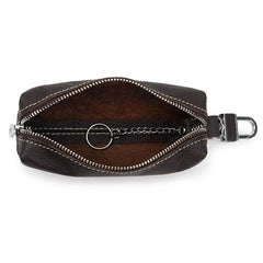 Genuine Leather Key Case Holder Zipper Pocket Long Car Key Pouch
