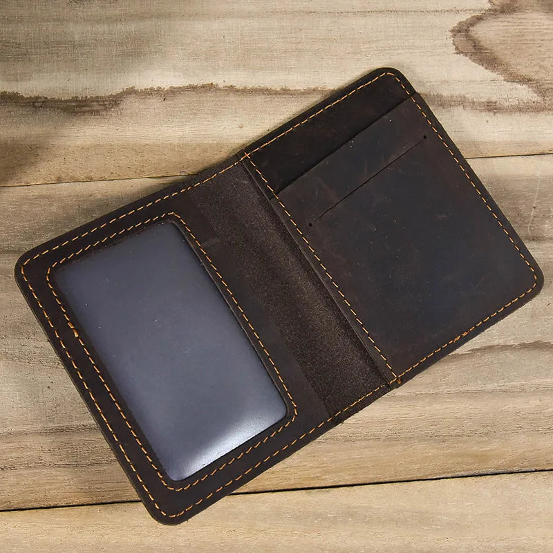 Leather Passport Holder Retro Bifold Wallet
