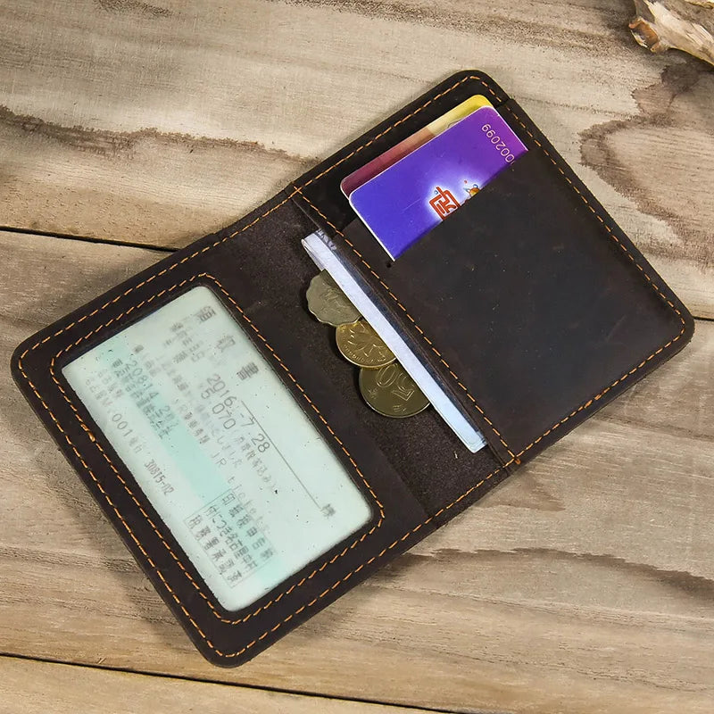 Leather Passport Holder Retro Bifold Wallet