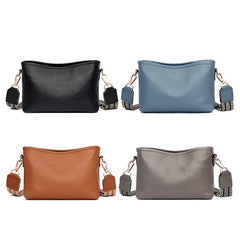 Soft Leather Women Handbag Wide Strap Shoulder Bag Purse