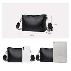 Soft Leather Women Handbag Wide Strap Shoulder Bag Purse