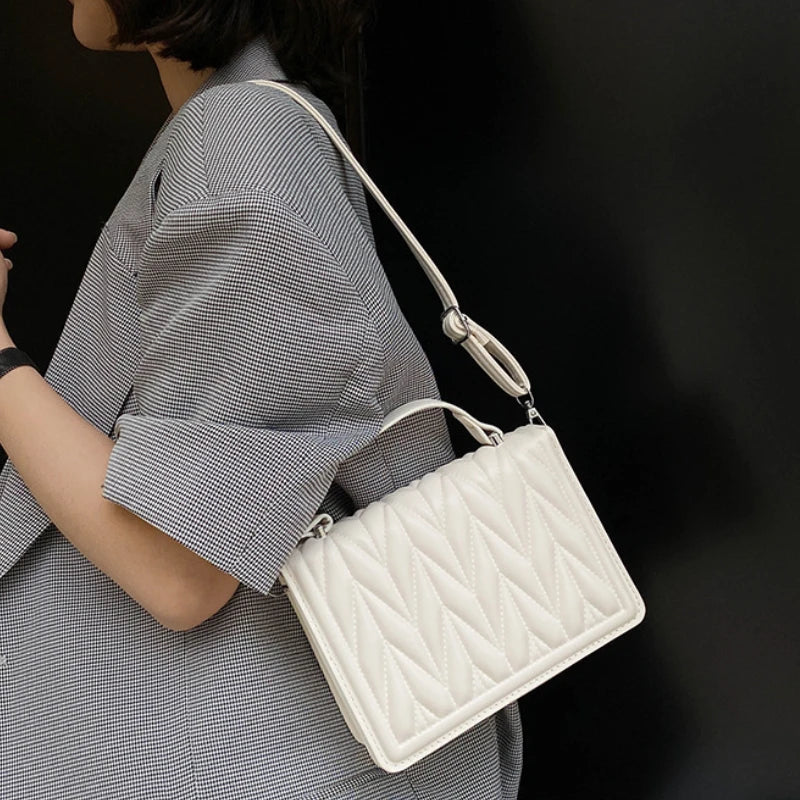 Geometric Embossing Crossbody Bag for Women Flap Shoulder Messenger