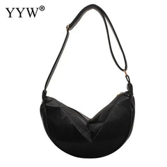 Geometric Moon Shape Shoulder Bag Zipper Solid Trending Handbags