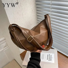 Geometric Moon Shape Shoulder Bag Zipper Solid Trending Handbags