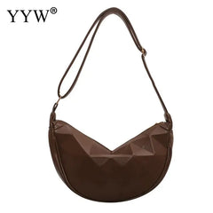 Geometric Moon Shape Shoulder Bag Zipper Solid Trending Handbags