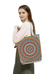 Geometry Flower Tote Bag Eco Polyester Floral Print Handbags Lady