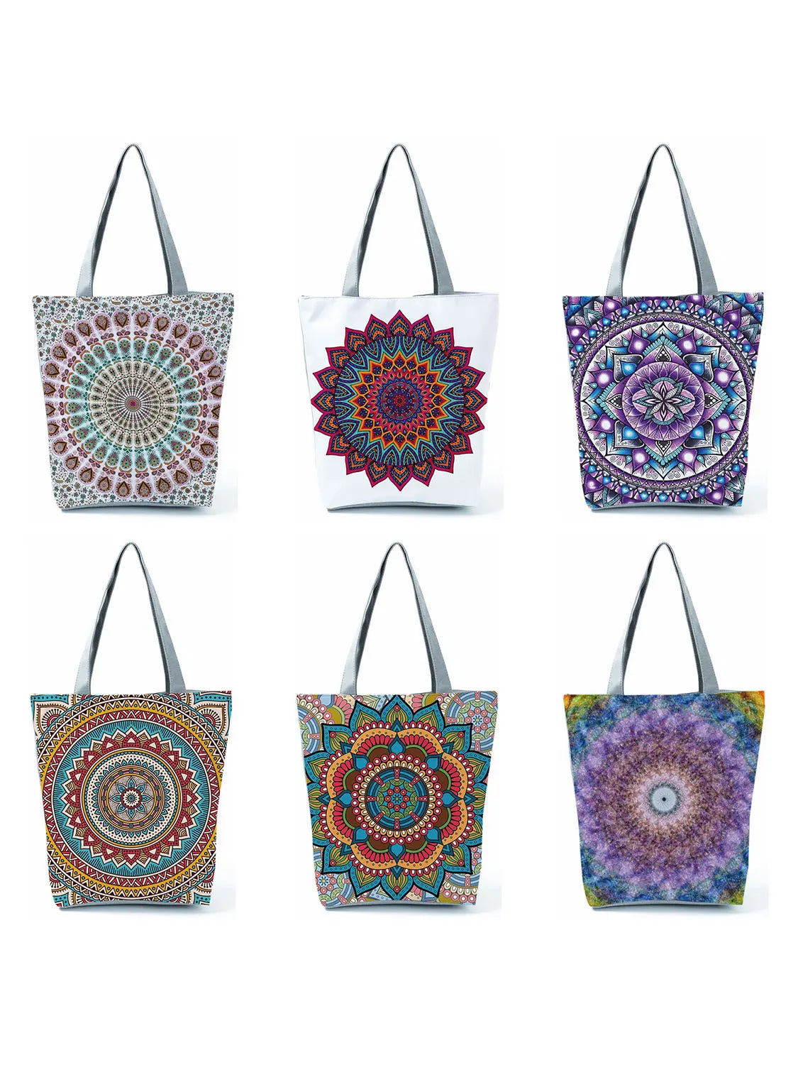 Geometry Flower Tote Bag Eco Polyester Floral Print Handbags Lady