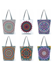 Geometry Flower Tote Bag Eco Polyester Floral Print Handbags Lady