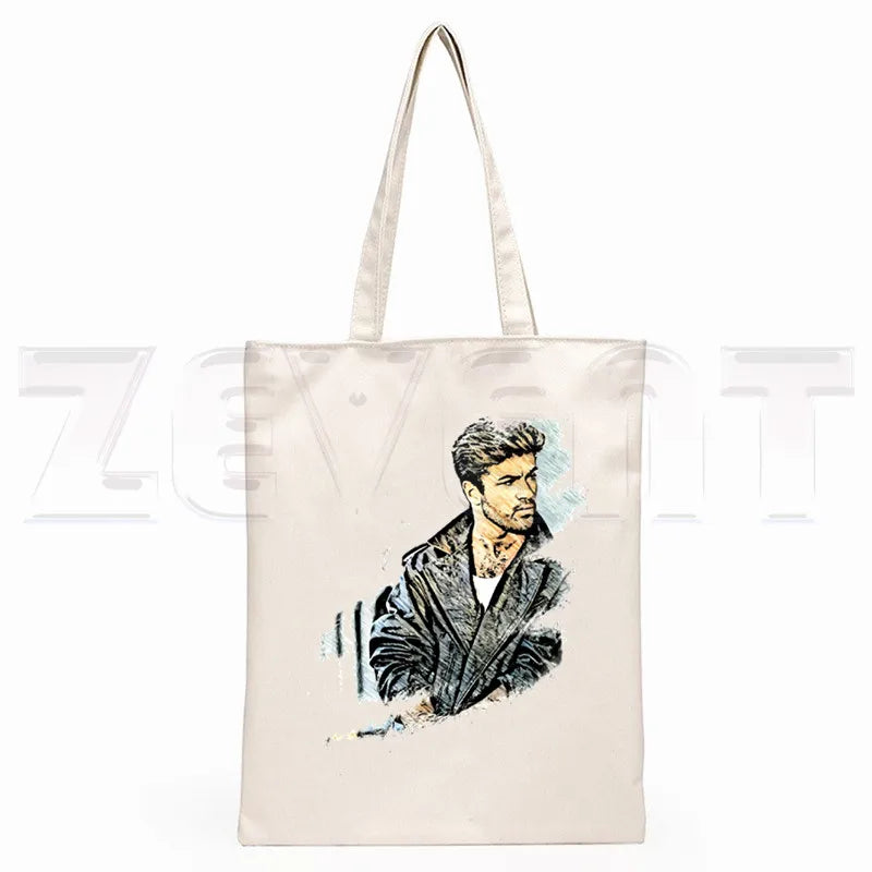 George Michael Choose Life Vintage Female Handbags Canvas Tote Shoulder Bag