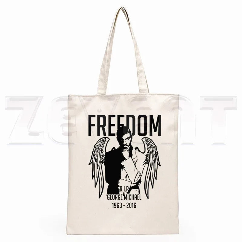 George Michael Choose Life Vintage Female Handbags Canvas Tote Shoulder Bag