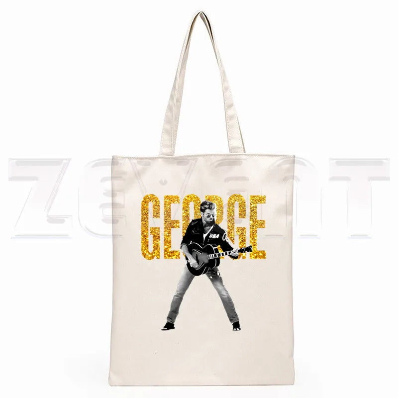 George Michael Choose Life Vintage Female Handbags Canvas Tote Shoulder Bag