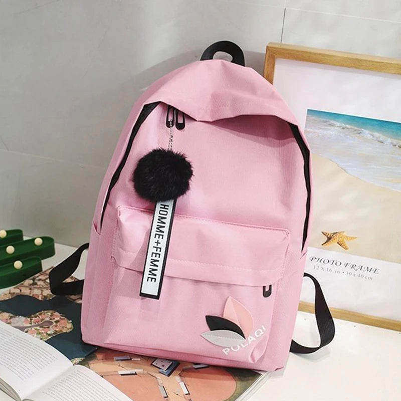 Girl Light Small Backpack High School Student Bags Solid Bookbags