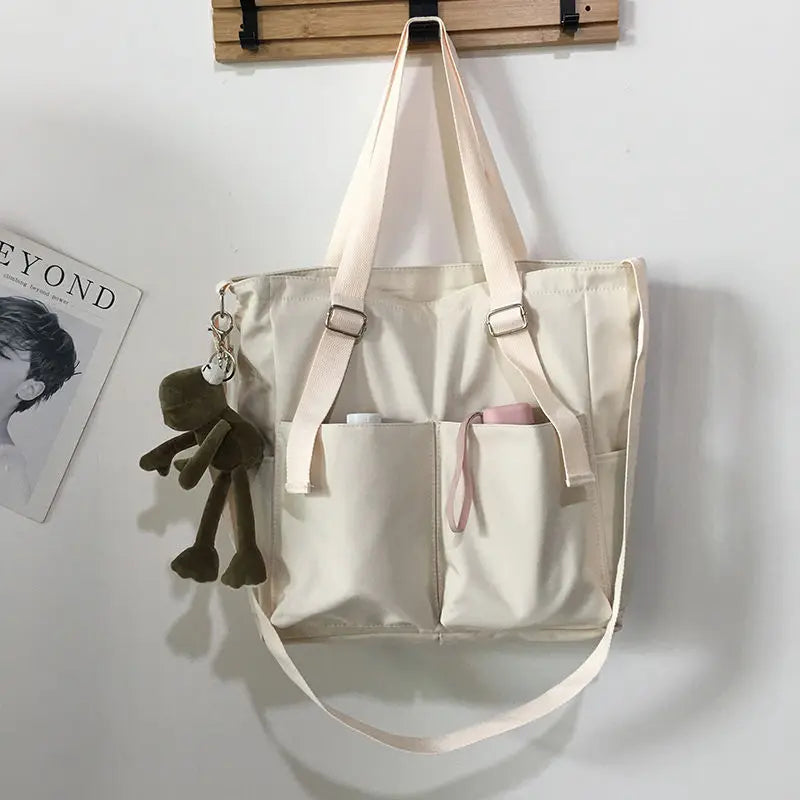 One-shoulder Bucket Bag Large-capacity Canvas Hip-hop Style Messenger Bag