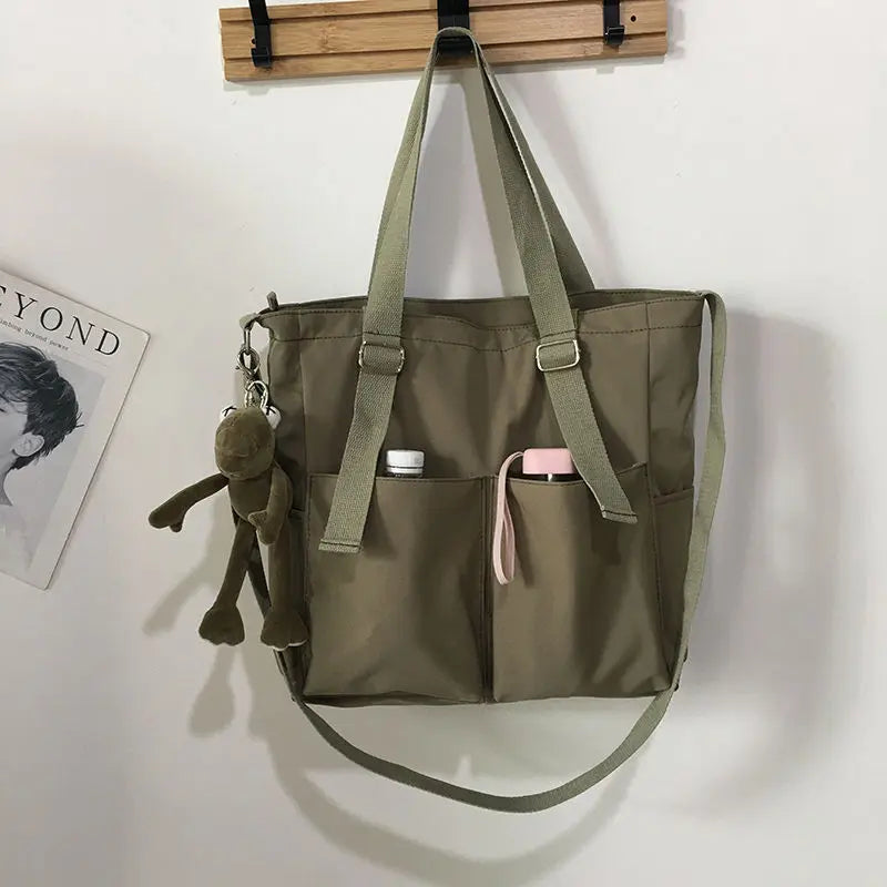One-shoulder Bucket Bag Large-capacity Canvas Hip-hop Style Messenger Bag