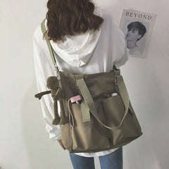 One-shoulder Bucket Bag Large-capacity Canvas Hip-hop Style Messenger Bag