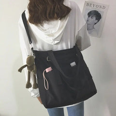One-shoulder Bucket Bag Large-capacity Canvas Hip-hop Style Messenger Bag