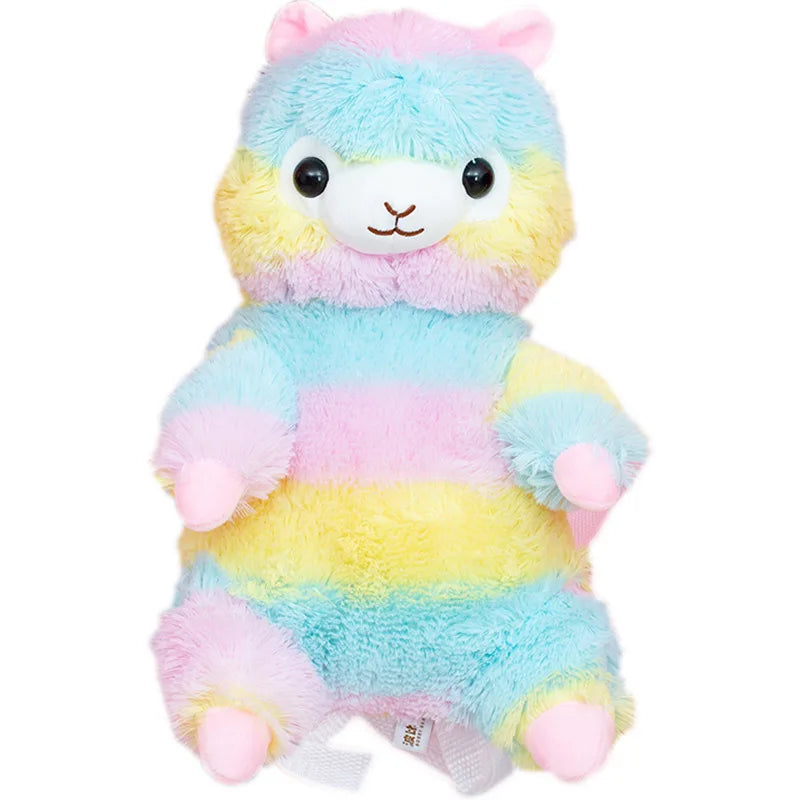 Girl Rainbow Alpaca Plush Doll Toy Backpack Women Cartoon Shoulder Bag