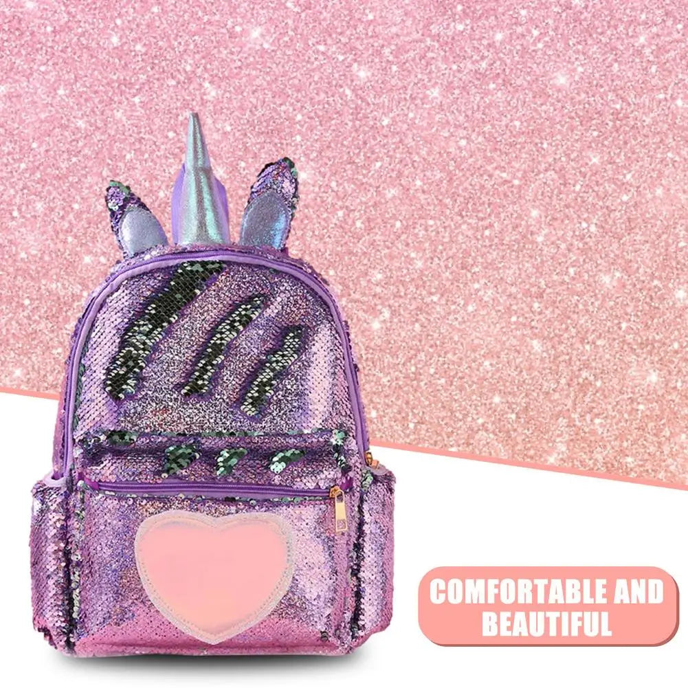 Girl's Small Backpack Sequin Shoulder Bag Mini Back Pack for Teenage Girls Kids