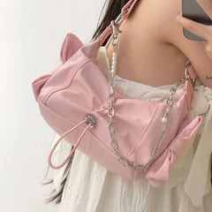 Girls Bag Nylon FLAP Sweet Chains Shoulder Bags Handbags Solid Zipper SOFT Women