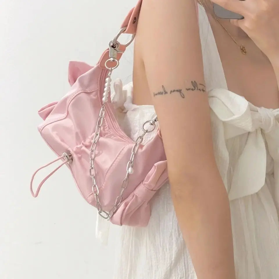 Girls Bag Nylon FLAP Sweet Chains Shoulder Bags Handbags Solid Zipper SOFT Women
