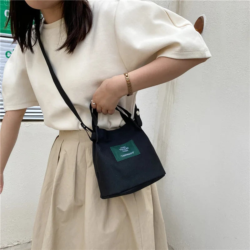 Small Bucket Bag Canvas Tote for Women Handbags