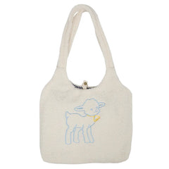 Women's Lamb-Like Fabric Shoulder Tote Bag with Large Capacity