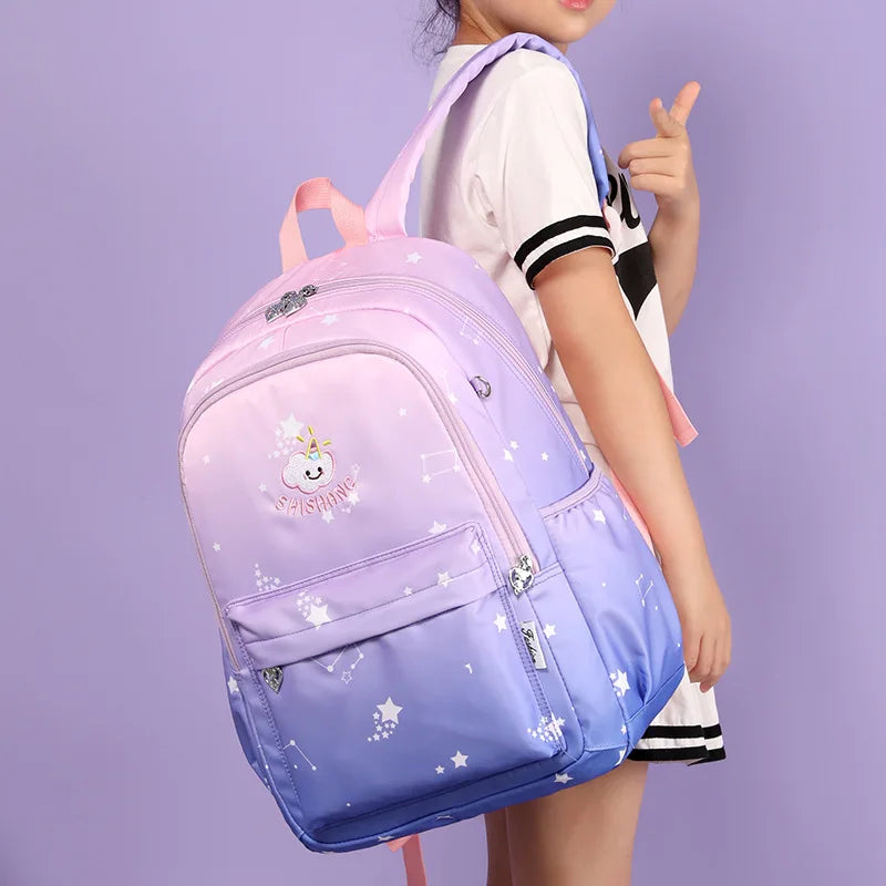 Girls Pink School Bags Large Capacity Kids Orthopedic Backpack 3-6