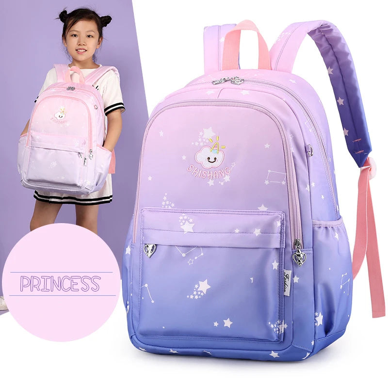 Girls Pink School Bags Large Capacity Kids Orthopedic Backpack 3-6