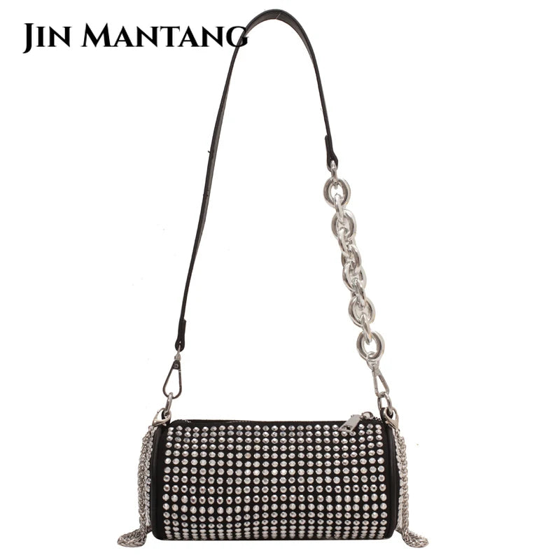 Glitter Rivet Handbags Mini PU Leather Women's Crossbody Bag