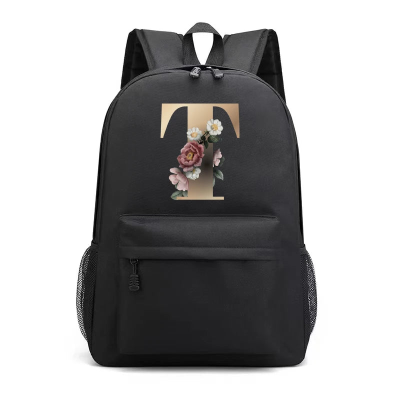 Letter Print Backpack Travel Casual Women Shoulder Bag Student
